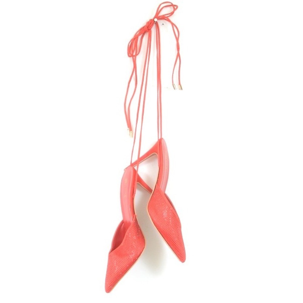 Miss Lola "Diamond" Rhinestone Lace Up Pointed Toe CocktHeels Red Women's 9ail